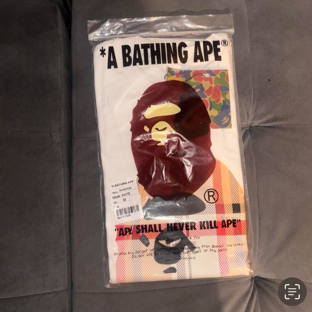 Bape White and Red Graphic Shirt